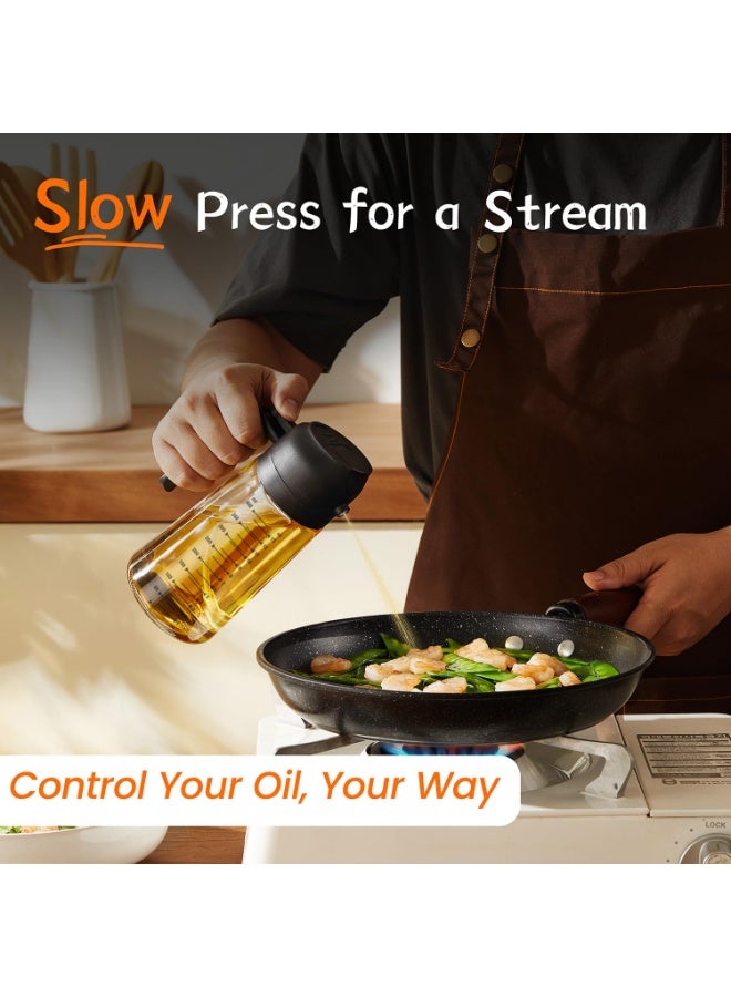 HOMESTAR Glass Oil Sprayer, Cooking 2 in 1 Olive Oil Dispenser Bottle for Kitchen, Premium Glass Oil Bottle, Food Grade Oil Mister for Air Fryer, Salad, Frying, BBQ, 470ml - Image 3